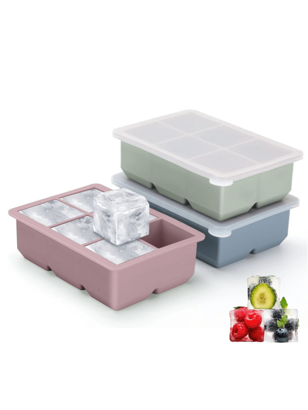 1pc Siliconen IJsblokjesvorm - Grote Siliconen Mal Met Lekvrij Verwijderbaar Deksel, Kan Fruit, IJs, Frisdrank Toevoegen Voor Aangepaste Smaken, Stapelbaar & Flexibel IJs, Zomer IJs Vormen / Bakken, Geschikt Voor Kop, Zomer IJs Bak & Schaal, Keuken Accessoires