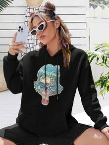 Mia!! Anime Chibi Manga Big Size Women Hoodie Hoodies For Women Adorable Comics Style - màu đen - Xem 1
