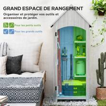 Outsunny Abri de jardin en bois cabane de jardin exterieur armoire de jardin avec toit bitumé 3 étagères porte avec loquet rangement et stockage extérieurs pour terrasse 77,5 x 54,2 x 179,5 cm gris - Gris - Voir 4