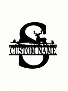 An Iron Wrought Custom Flower Last Name Logo Last Name Logo Personalized Metal Outdoor Men's Split Monogram Split Logo Family Valentine's Day Gift Housewarming Gift Father's Day Independence Day Party Summer Graduation School Season Decorations Gifts Birthday