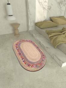 1 块椭圆形条纹多色地毯，质地柔软，舒适适合卧室、客厅、浴室使用 - 彩色 - 查看 15