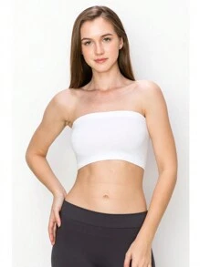 KURVE SEAMLESS MINI BANDEAU TUBE TOP - White - View 3