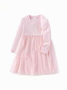 Balabala Gestricktes Tüllkleid für Mädchen, süßer Frühlingsstil mit Schleifendetail - weiß rot - Übersicht 4