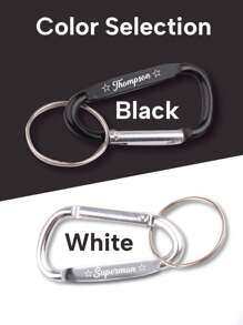 LICVIC 1/2/5Pcs Custom Engraving Name Carabiner Clip, Personalized Engraved Text Carabiner For Keys, Customized D Ring Carabiners Clip, Customizable D Shape Spring Loaded Gate Small Keychain, 4.7x2.3cm, 2 Colors:Black/White - Multicolor - View 4