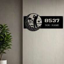 1 szt. Spersonalizowany spersonalizowany metalowy znak ścienny do golfa: styl vintage, materiał metalowy, montowany na ścianie, oznakowanie