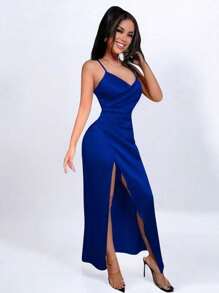 Elegant And Sexy Strappy Dress - Royal Blue - View 2