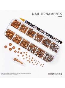 12 格 3D 平底美甲水钻，附赠 1 支水钻拾取蜡笔，约 1500 颗 2/3/4/5/6 毫米平底 Ab 水钻，适用于 DIY 工艺品、马克杯、瓶子、玻璃杯、衣服、化妆、指甲、美甲，水晶宝石 DIY 指甲饰物、指甲用品 - 彩色 - 查看 10