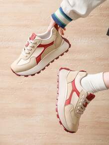 New Fashion Versatile Sports Shoes For Women, Cute, Elegant, Glamorous, Vintage, Resort Style, Casual Sports Shoes, Outdoor Hiking/Running, Personalized Versatile Sports Shoes, Anti-Slip, Lightweight, Breathable, Fashionable Sports Casual Style, Chic, Comfortable, Fashionable Athletic Shoes For Women - Red - View 1