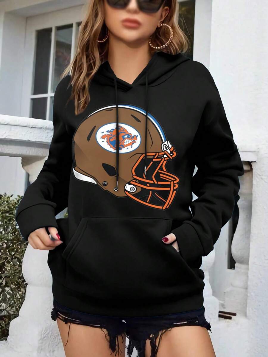 SCLSU Mud Dogs Big Size Women Hoodie Ladies Sweatwomen Hoodies (For Waterboy Fans) South Central Louisiana State University Dogs - Black - View 1
