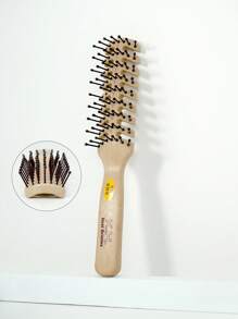 1pc Ribbed Design Comb, Suitable For All Hair Types, Breathable Comb, 7 Rows Of Breathable Comb, Unisex, Round Bristles, Can Quickly Dry Wet Hair, Short Hair, Curly Hair, Straight Hair, Unisex Hair Comb/Brush - Apricot - View 2
