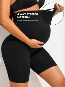 孕妇高腰黑色短裤，带可扩展腹部支撑板，圣诞节孕妇内裤