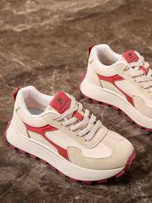 New Fashion Versatile Sports Shoes For Women, Cute, Elegant, Glamorous, Vintage, Resort Style, Casual Sports Shoes, Outdoor Hiking/Running, Personalized Versatile Sports Shoes, Anti-Slip, Lightweight, Breathable, Fashionable Sports Casual Style, Chic, Comfortable, Fashionable Athletic Shoes For Women - Red - View 8