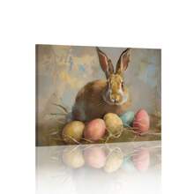 1 bức tranh vải, tranh tường thỏ phục sinh cổ điển sơn dầu mùa xuân trang trại hài hước lễ phục sinh đầy màu sắc, giới thiệu sản phẩm tốt nhất cho bạn, cho phòng khách phòng ngủ văn phòng, áp phích, nghệ thuật treo tường, đồ trang trí phòng, hiện đại, thực vật, động vật - Nhiều màu - Xem 3