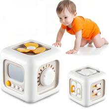 Busy Cube For Kids Sensory Busy Board Travel Toy For Toddlers 2 3 Years Old Educational Learning Toys Montessori Toys For Babies 18-24 Month (Colours And Details Are Random) - White - View 4