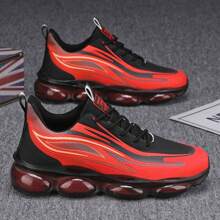 Men's Casual Air Cushion Sports Shoes, Comfortable Shock Absorption And Non-Slip Design Running Shoes, Suitable For Outdoor Sports And Daily Wear - Red - View 4