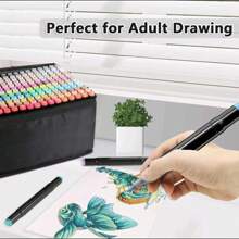 36.60.80pcs Alcoholic Marker Pens Set, Premium Quality, Dual-Tip Art Markers For Artists, Other Material, For Adult Coloring And Drawing, Applicable Age 14+