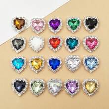 1/5/10 piezas Botones de cristal con forma de corazón y rectangular, Aplicaciones de strass de acrílico para accesorios de ropa DIY - Multicolor - Ver 4