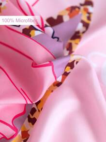 Juego de ropa de cama de 2/3 piezas con estampado digital de luna y estrellas crecientes con tema de princesa, suave y lindo juego de ropa de cama de poliéster adecuado para todas las estaciones