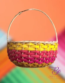 10 Handmade Baskets In Mexican Party Color, Wedding Souvenir Palm - Multicolor - View 5