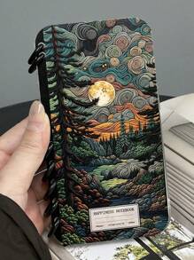 Plant1pc 翻盖抽象森林印花手机壳，书本型设计，适用于 Apple 11/12/13/14/15/16 Pro Max 和 Galaxy A05/A15/A25/A35/A53/A54/A55/S23/S24 超防水防震防摔防刮 - 無色 - 查看 2