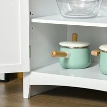 HOMCOM HOMCOM Aparador Alacena de Cocina Mueble Auxiliar para Microondas con 2 Armarios y Cajón 68,6x40x164 cm Blanco