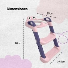 KIDDOS Asiento Entrenador Adaptador Para Baño Infantil Con Escalera - Rosa - Ver 2