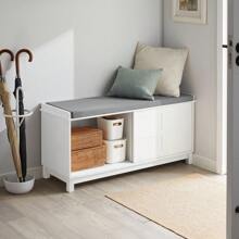 SoBuy FSR86-W, Hallway Storage Bench Shoe Bench Shoe Rack Shoe Cabinet With 2 Sliding Doors And Seat Cushion