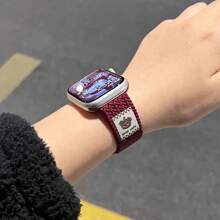 1 pieza Correa de reloj de tela tejida magnética y ajustable compatible con de 42/46mm, 49 Ultra, en estilo creativo de oso de nailon trenzado, para modelos de Series 10, 9, 8, 7, 6SE, 5, 4, 3, 2