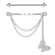 Industrial Piercing Jewelry Surgical Steel 14G Industrial Earrings Barbell With Chain Cartilage Helix Piercing Earrings Industrial Bar Jewelry For Women Men 2-3pcs - Silvery - View 12