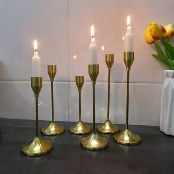 Elegant 3pcs/6pcs Set Romantic Candlelight Dinner Metal Candle Holders, Suitable For Wedding, Home Decor, Banquet, Thanksgiving, Halloween (Candles Not Included)