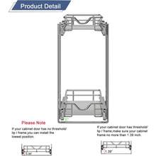 2 Tier Pull Out Cabinet Organizer (11" W X 18" D) Heavy-Duty Metal Sliding Drawer Shelf, Two Tier Pull Out Shelves For Kitchen Cabinets, Pantry, Bathroom, Chrome Finish