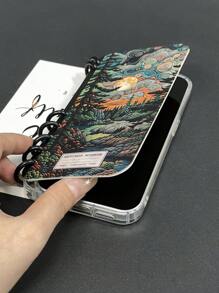 Plant1pc 翻盖抽象森林印花手机壳，书本型设计，适用于 Apple 11/12/13/14/15/16 Pro Max 和 Galaxy A05/A15/A25/A35/A53/A54/A55/S23/S24 超防水防震防摔防刮 - 無色 - 查看 3