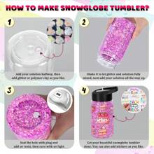 HILAKE 10oz Christmas Double Wall Transparent Water Bottle Bulk Plastic Snowball Bucket With Lid And Straw, 25 Piece Set With Pre Drilled Hole And Stopper Straw Snowball Plastic Water Bottle, Water Cup, Used For Picnicking, Sports, DIY Gifts, Fitness, Party, Camping - 彩色 - 查看 5
