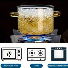 Pentola per zuppe in vetro borosilicato da 1,6 litri con manico - Pentola trasparente resistente al calore, adatta per fornelli e forni, perfetta per zuppe, latte e ramen - Accessorio da cucina inodore, ideale per regali di Natale e cucina festiva