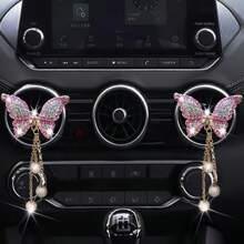 2 件闪亮水钻蝴蝶汽车通风口装饰夹，汽车内饰配件。 - 彩色 - 查看 4