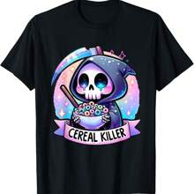Cereal Killer Breakfast Cereal Bowl Cereals Skull Skeleton T-Shirt - Black - View 1