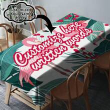 One Customizable Floral And Flamingo Pattern Tablecloth, Made Of Polyester Knit Fabric, Machine-Made, Can Customize Family Blessing Text, Perfect Home And Dining Decor Gift, Suitable For All Seasons - Multicolor - View 90