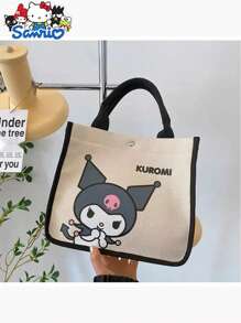 Sanrio Hello Kitty Canvas Kids Tote Bag - Lightweight Cute Multifunctional Girl's Handbag With Cosmetic Bag - Available In Red, Green And Black