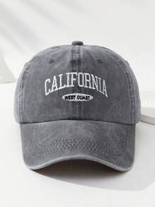 MAKEFGE 1pc Unisex Outdoor Casual Fashion CALIFORNIA Embroidery Washed UV Protection Adjustable Soft Baseball Cap, Suitable For Daily Matching Halloween