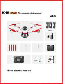 El nuevo dron K15 MAX con control remoto está equipado con un controlador remoto actualizado con pantalla, lo que permite la transmisión de imagen en alta definición en tiempo real. Es un quadcóptero para fotografía aérea, equipado con una cámara de alta definición - Blanco - Ver 10