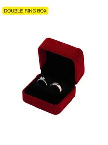 1 件红色天鹅绒戒指盒、结婚戒指盒、订婚戒指盒、珠宝展示盒（不含戒指）