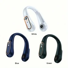 1pc Halter Fan Usb Portable 3/5-Speed Adjustable With Digital Display Mini Portable Small Slouchy Person Halter Neck Leafless Rechargeable 360° Adjustable Refrigeration Air Conditioning Outdoor Student Mute Large Wind Fan Cooling Artefact Gift - White - View 11