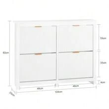 SoBuy Tủ giày 4 ngăn kéo lật Giá để giày Tủ đựng giày Tủ sắp xếp màu trắng W104 X D23 X H82cm FSR186-W - trắng - Xem 2
