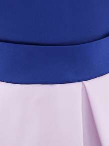 Hibobi 2 Pieces Baby Girl Floral Print Dress, 3D Flower Decoration And Bowknot Headband, Great For Birthday Parties And Formal Events - 藍色 - 查看 4