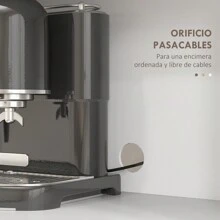 HOMCOM Alacena de Cocina Rústico Armario de Cocina Mueble Auxiliar de Cocina con 3 Puertas Compartimentos Abiertos 2 Cajones Orificio pasa Cables y Estantes Ajustables 70x40x180 cm Blanco - Blanco - Ver 6