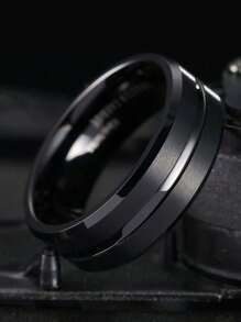 2pcs/Set Men Minimalist Ring Stainless Steel Punk Hip Pop Style