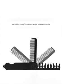 1支可折叠梳子/胡须刷 - 双齿设计，适合造型和装饰，便携式设计，适合各种发型。男士发梳，理发用品，男士配饰，男士头饰