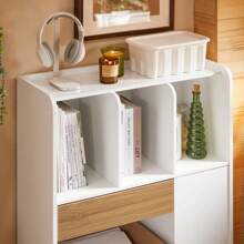 SoBuy Bookshelf With Drawers, Bookcase, Freestanding Shelf, Storage Shelf, Office Shelf, Filing Cabinet, Tall Cabinet, White, Approx. 72x110x30cm (WxHxD), STR11-WN - White - View 4