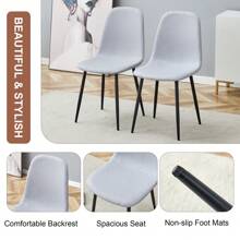 MUUOKY Set Of 6 Dining Chairs, Light Gray Modern Upholstered Dining Room Chairs With Soft Cushions And Black Metal Legs, Comfy Kitchen Side Chairs For Living Room, Lounges, Room Decor, Home Decor, Kitchen Accessories, Valentine Day Decor, Kitchen, Wedding, Valentine Day, Desk - 淺灰色 - 查看 3