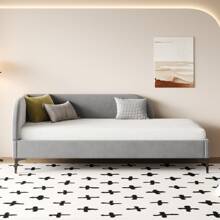 LITZEE Cama tapizada 90*200, sofá cama multifuncional con somier, tejido de terciopelo agradable para la piel, gris